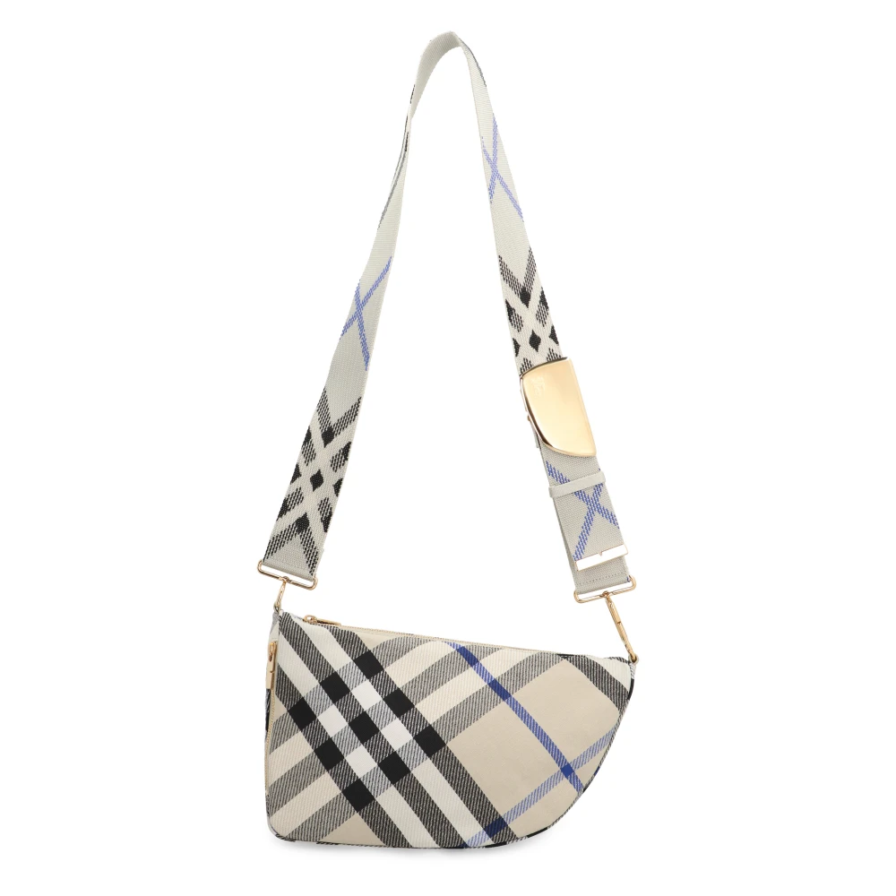 Burberry Check Motif Messenger Tas Beige Dames