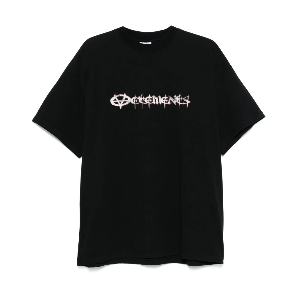 Vetements Zwart Logo Print Crew Neck T-shirt Black Heren