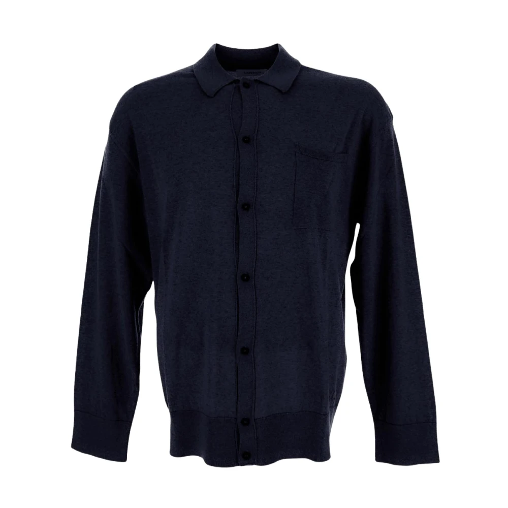 Laneus Wollen Gebreide Polo Blue Heren
