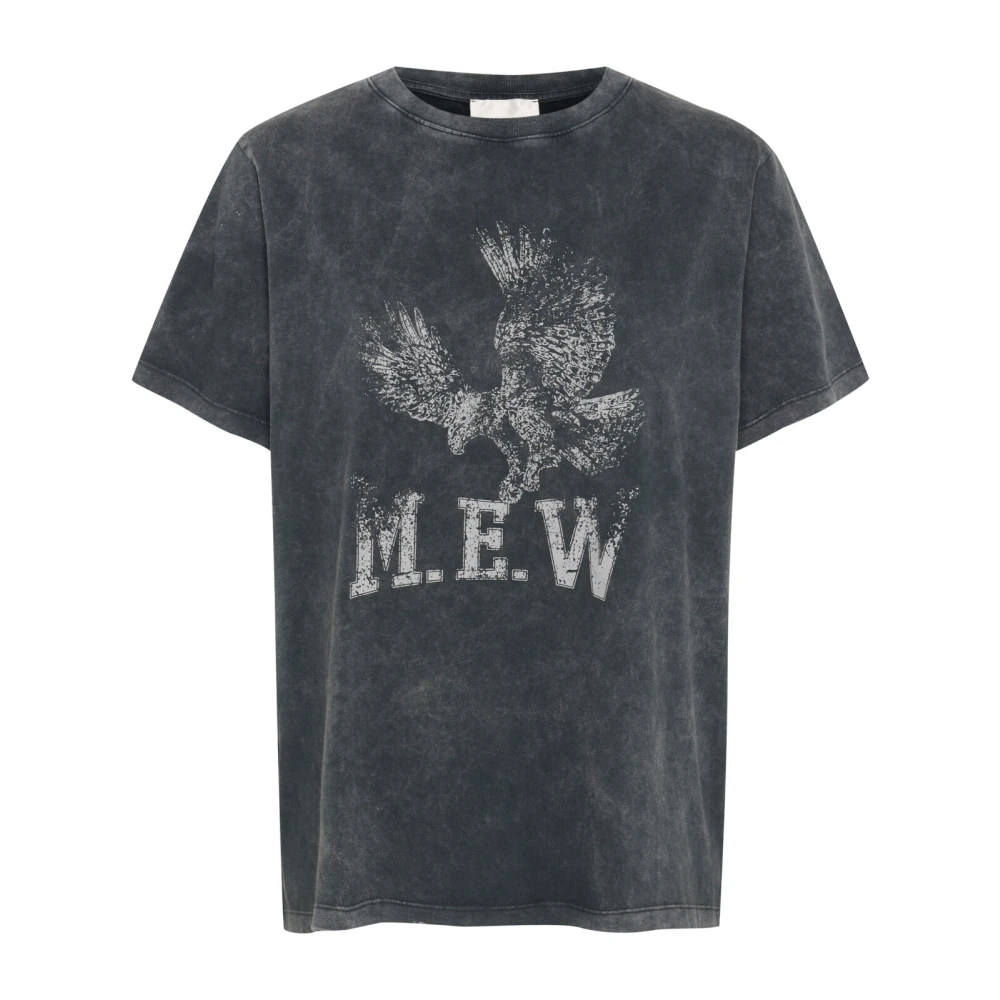 My Essential Wardrobe Boxy Tee Top Donkergrijze Wassing Gray Dames