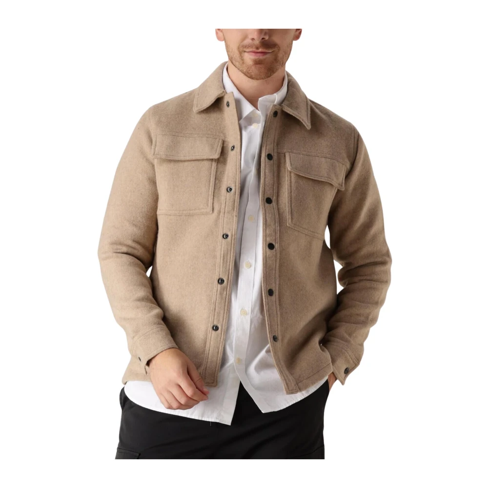 Pure Path Heren Overshirt Regular Fit Stijlvol Shirt Beige Heren