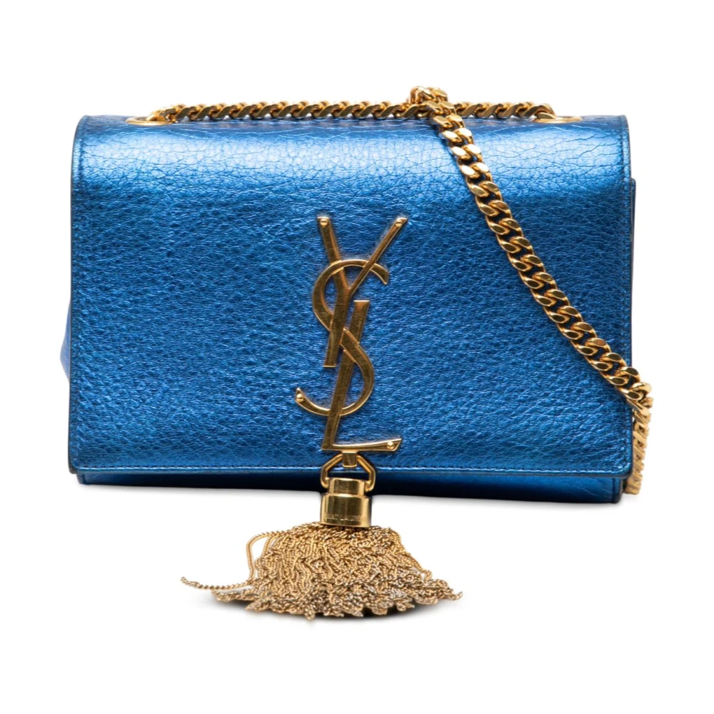 Saint Laurent Vintage Women's Blue Pre-Owned Chain Detail Bag