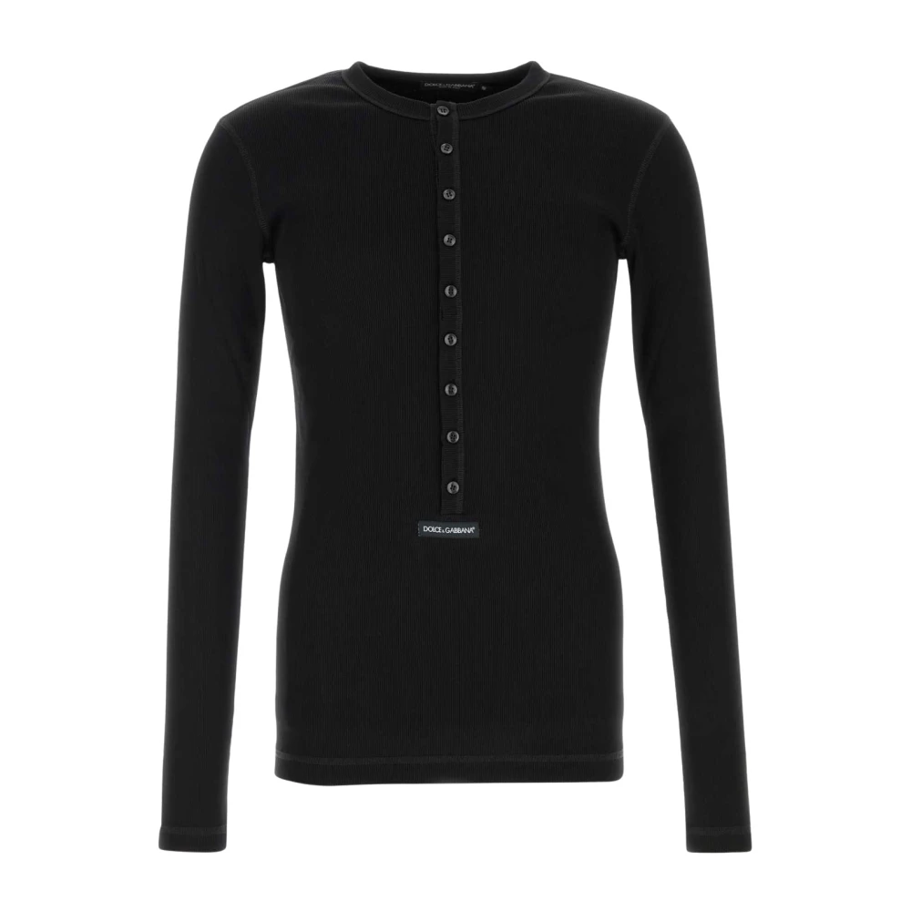 Dolce & Gabbana Cotton T-Shirt - Male - Long Sleeve T-Shirts - Black - M - Tops