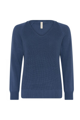 casual-v-neck-pullover-blouse-jeans-blue
