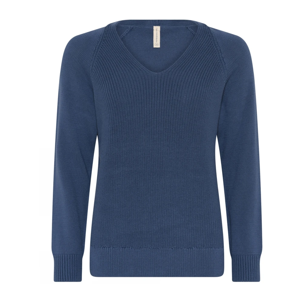 Skovhuus Casual V-Neck Pullover Blouse Jeans Blauw Blue Dames