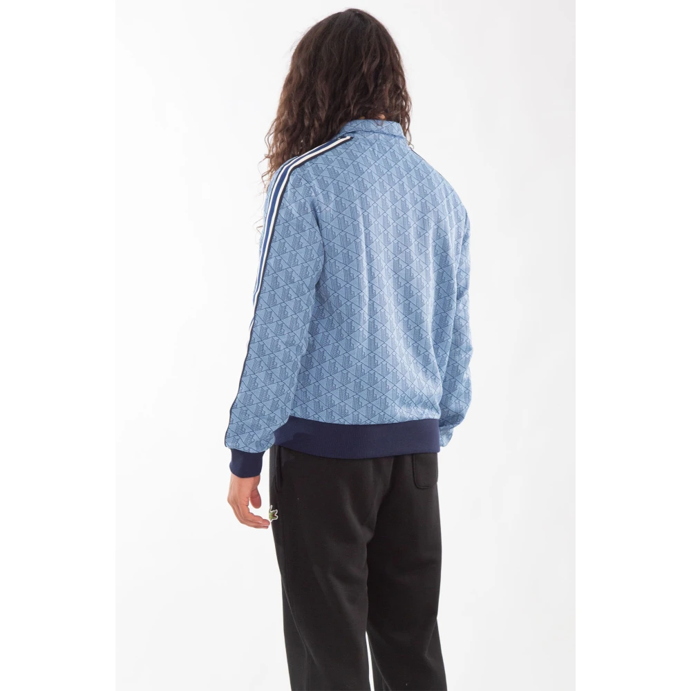 Lacoste Monogram Trainingsjack in Jacquard Stijl Blue Heren