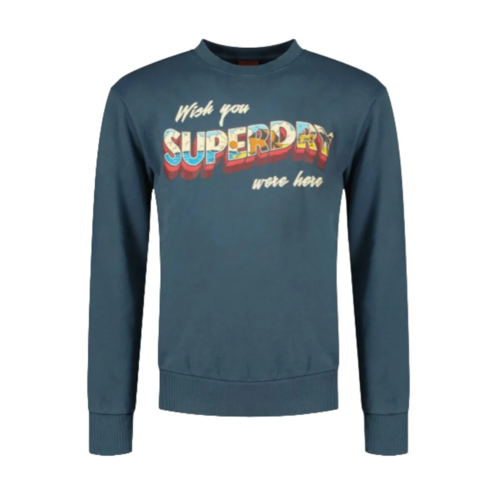 Superdry Travel Postcard Grafische Sweater Blue Heren
