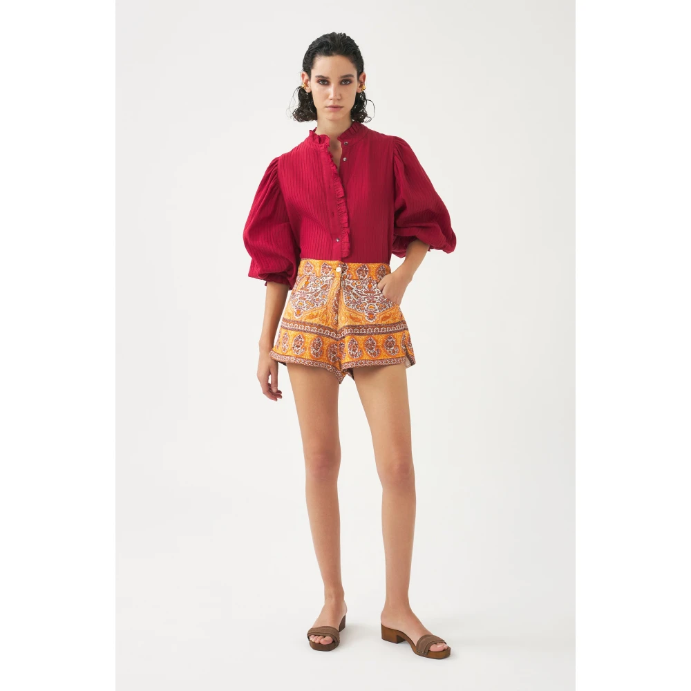 Antik batik Print Voile Shorts Orange Dames