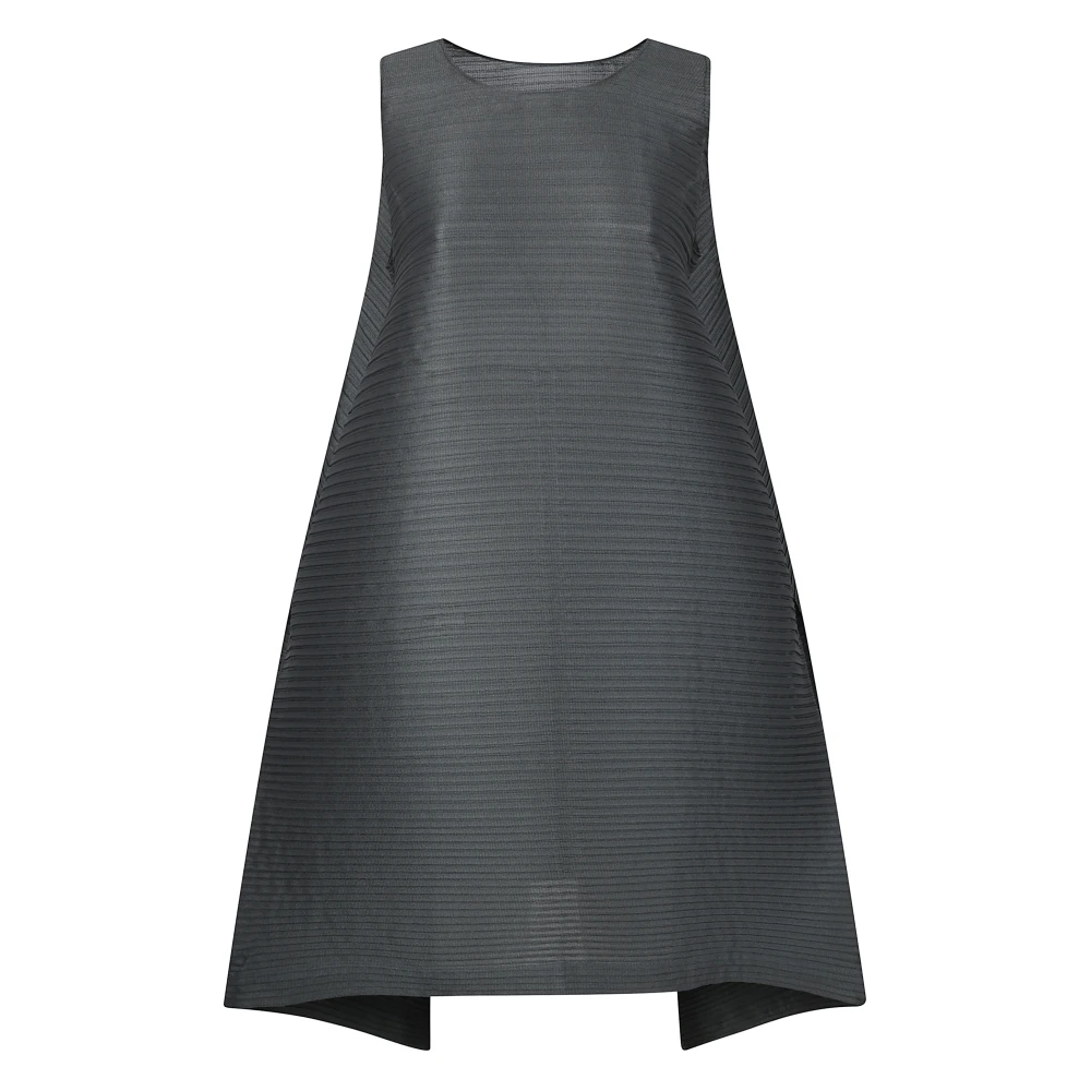 Issey Miyake Geplooide Panel Jurk Blue Dames