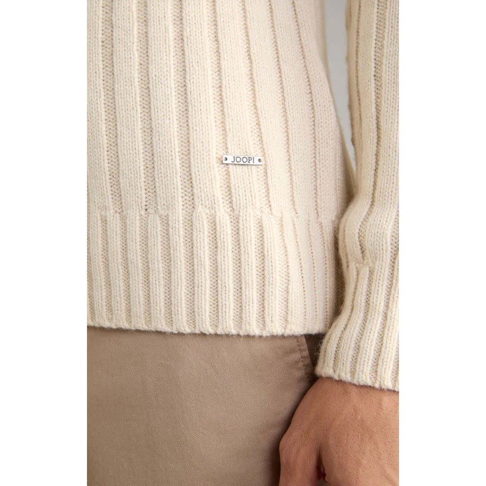 Joop! Heren Gebreide Trui met Verticaal Patroon Beige Heren