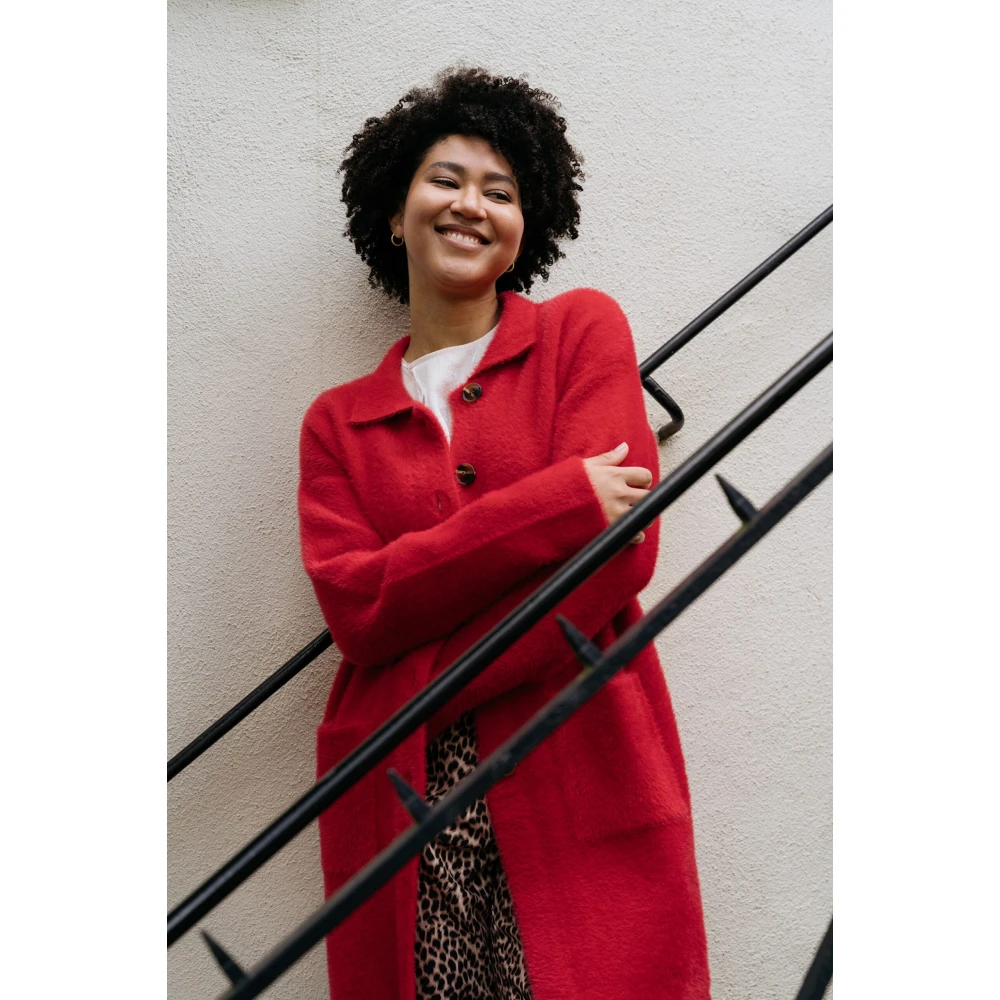 &Co Woman Zacht gebreide cardigan Red Dames