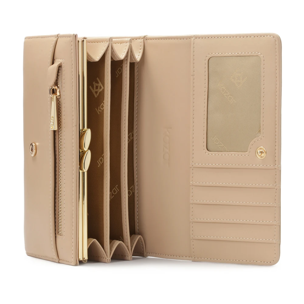 Kazar Beige leren portemonnee met bandjes Beige Dames