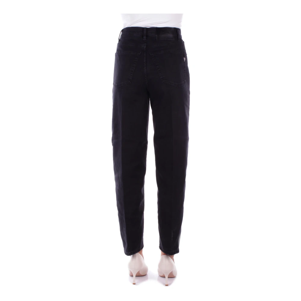 Dondup Zwarte broek met logoritssluiting Black Dames