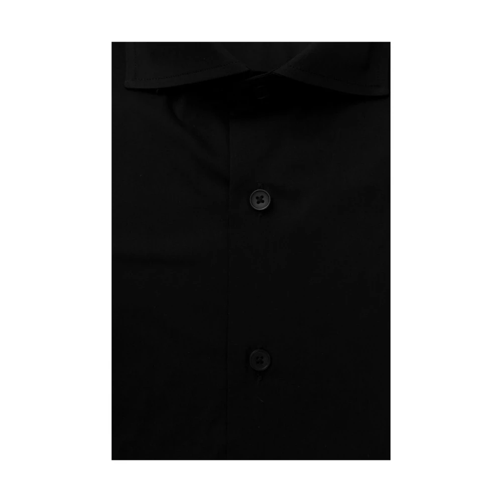 Bagutta Elegant Slim Fit Zwart Overhemd met Franse Kraag Black Heren