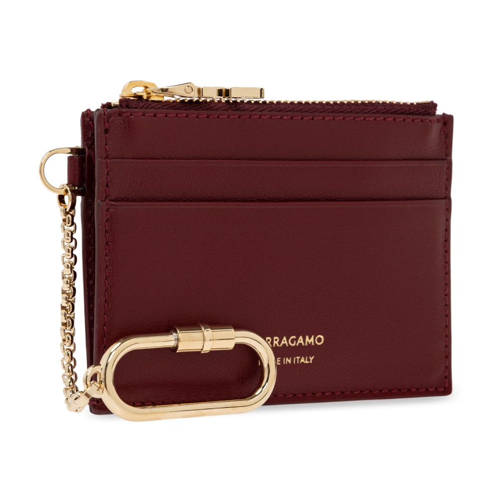 Salvatore Ferragamo Leren kaarthouder met sleutelhanger Red Dames