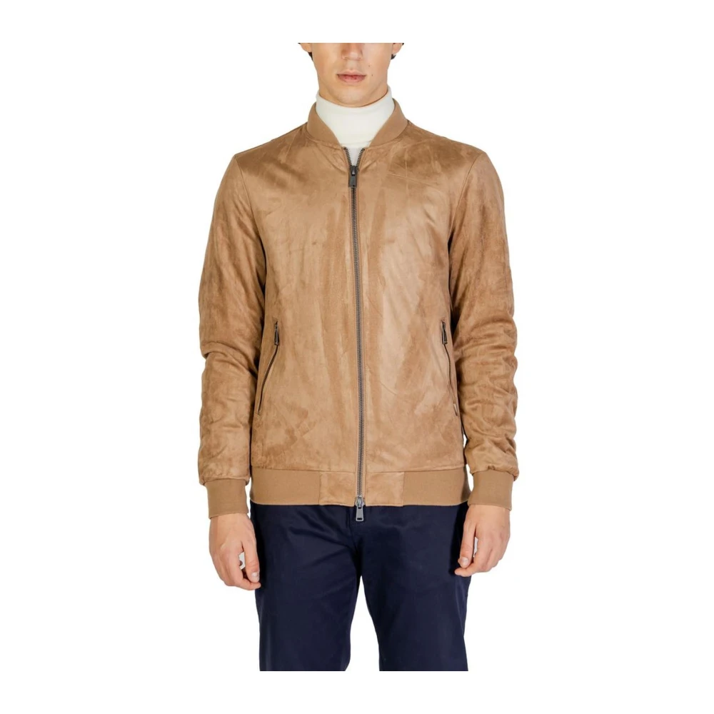 Gianni Lupo Men's Beige Bomber Jackets, S, Lycra Blend Fall Jacket