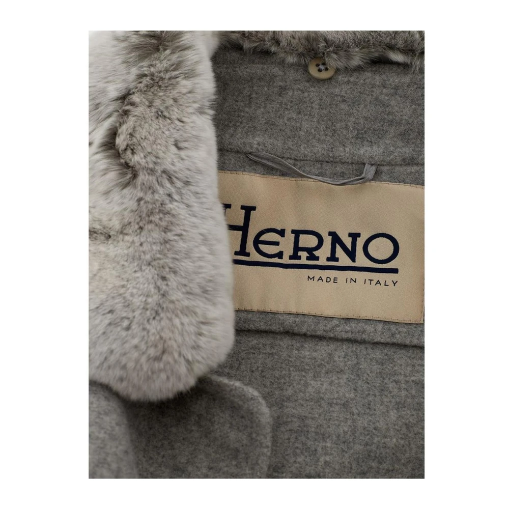 Herno Enkelrijige wollen jas Gray Dames
