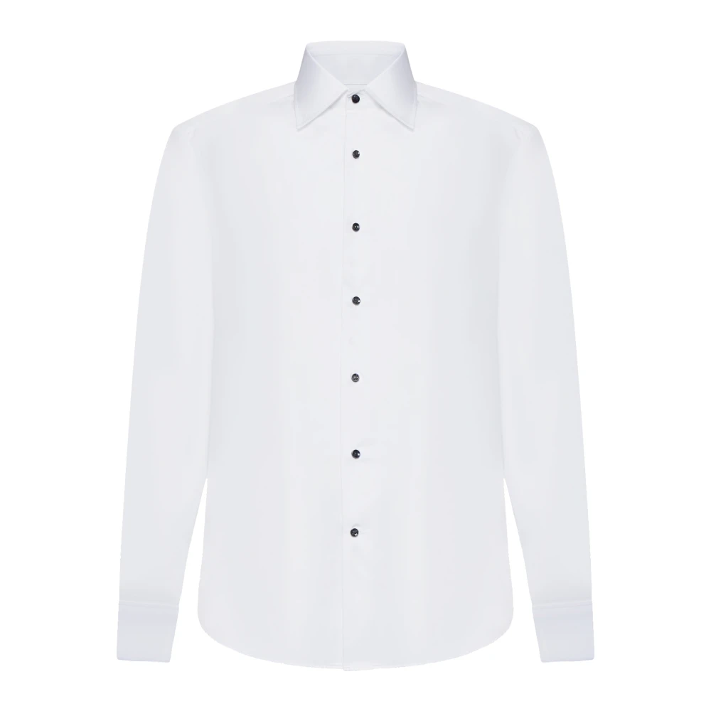 BRUNELLO CUCINELLI Wit Katoenen Overhemd Italiaans Gemaakt White Heren