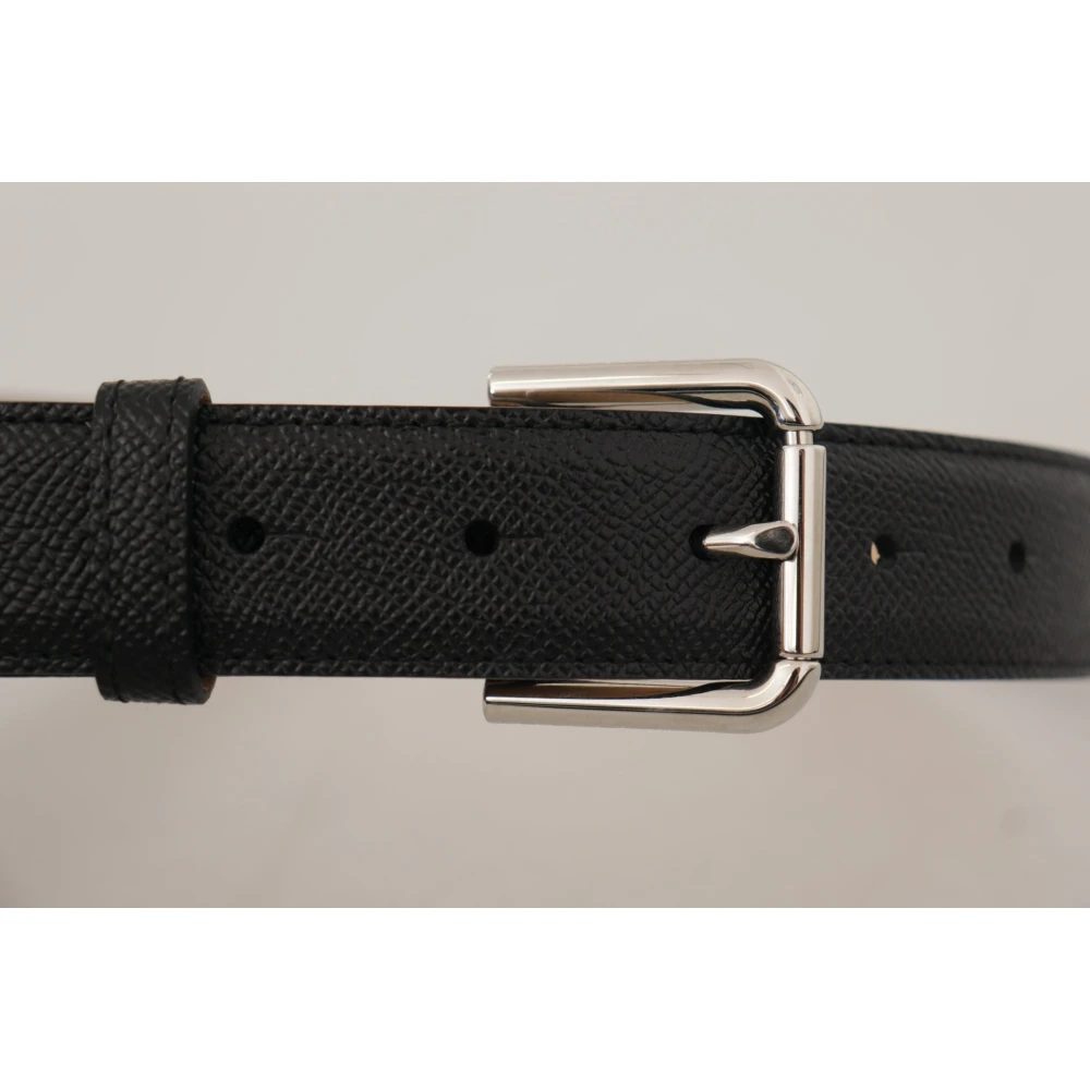 Dolce & Gabbana Zwarte Leren Riem met Metalen Gesp Black Heren