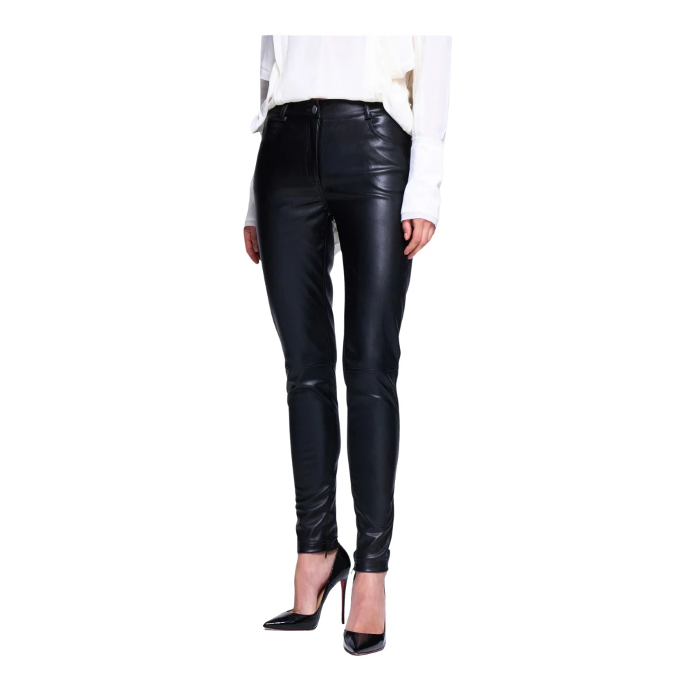 Silvian Heach Broek van imitatieleer Black Dames