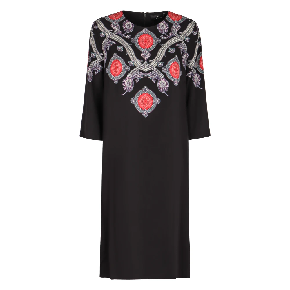 ETRO Zijden cady jurk met zijzakken Black Dames