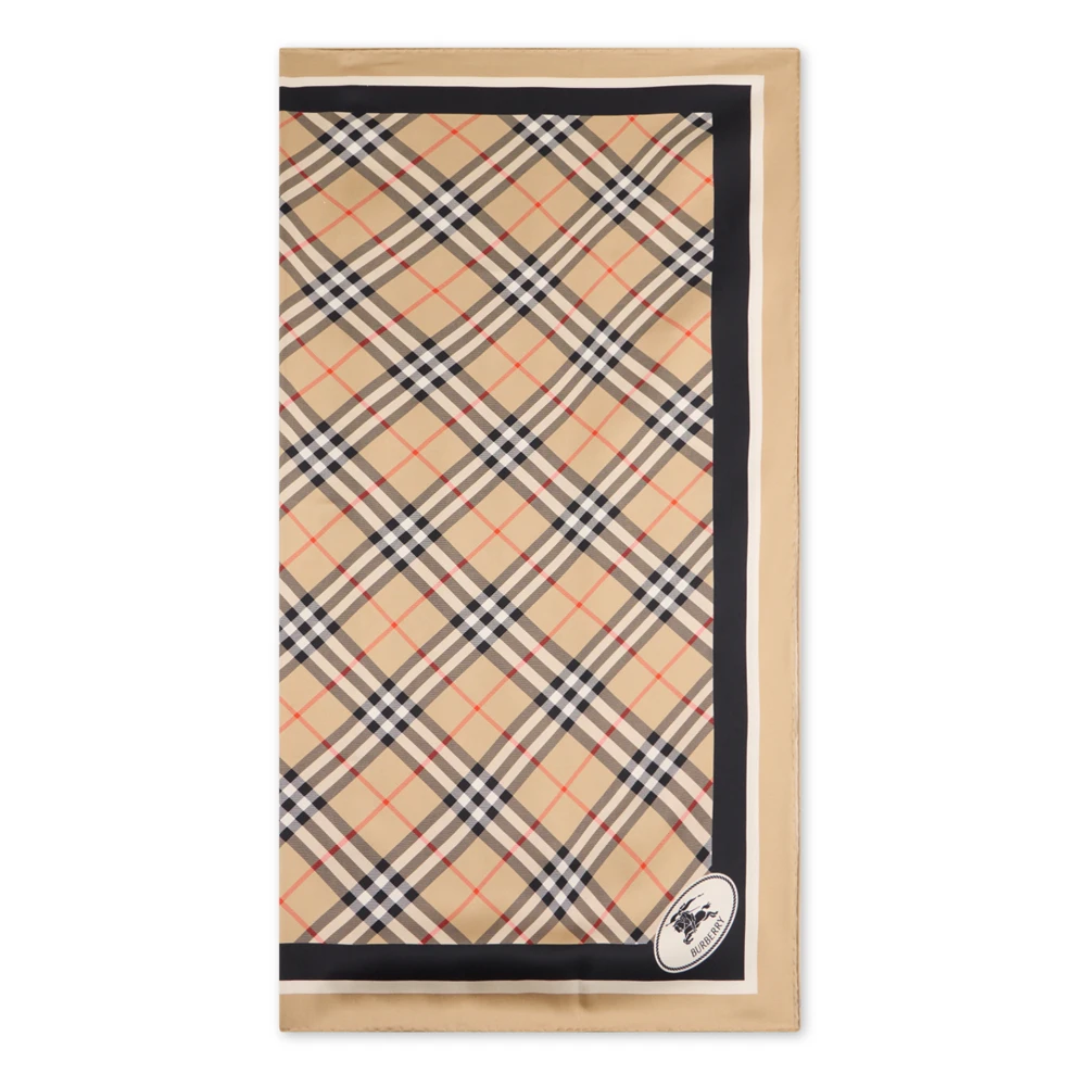 Burberry Beige Silk Scarves, Female, One Size, Silk Check Scarf
