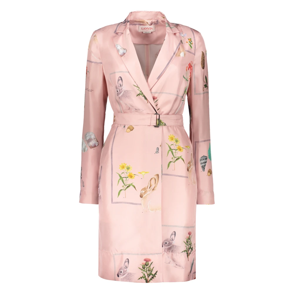 Lanvin Zijden Mini Jurk met Reverskraag Pink Dames