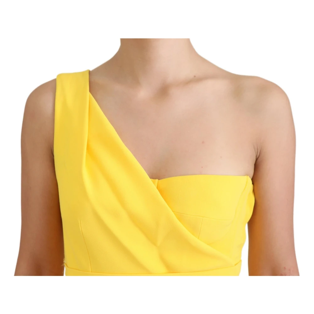Dolce & Gabbana Gele One-Shoulder Midi Jurk Yellow Dames