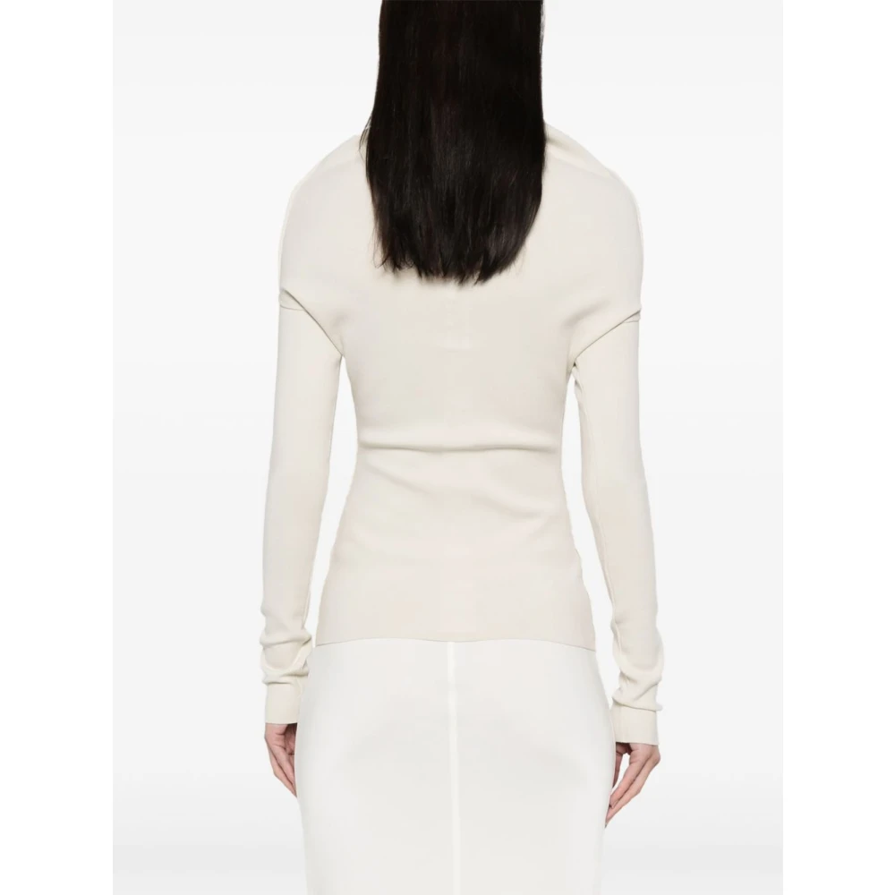Rick Owens Ecru Top met Cowl Neck en Lange Mouwen Beige Dames