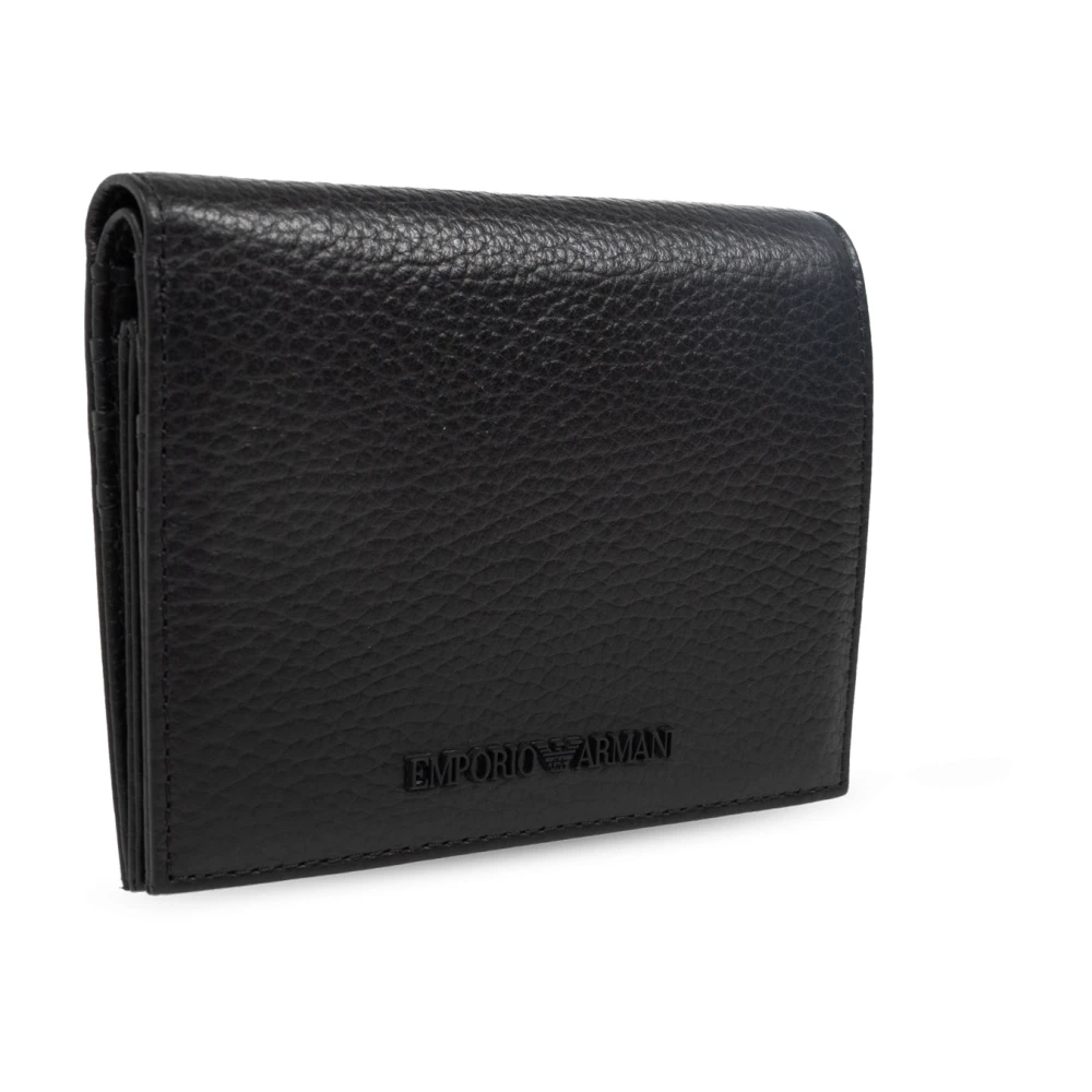 Emporio Armani Leren portemonnee Black Unisex