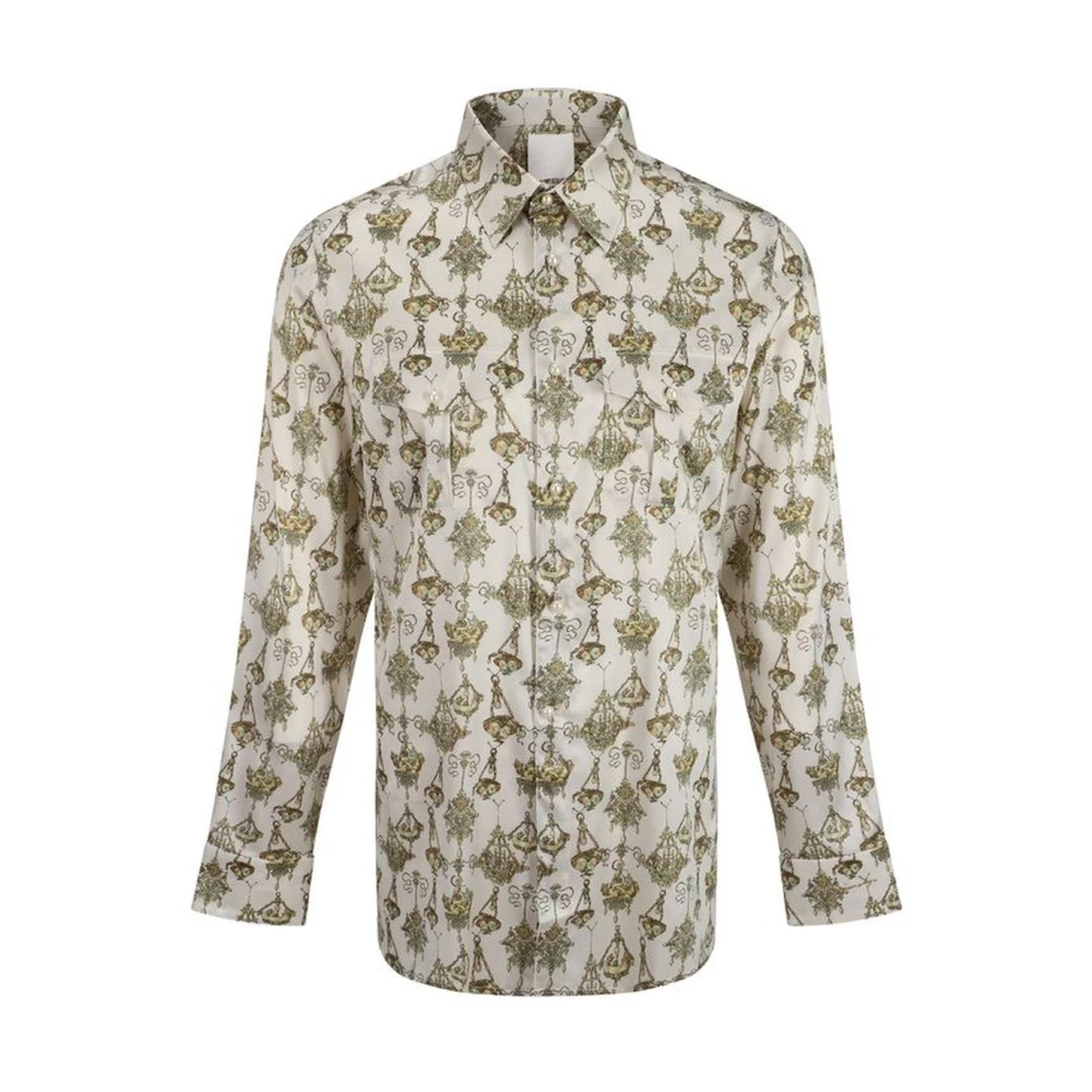 Givenchy Zijden overhemd met kroonluchterprint en zakken Multicolor Heren