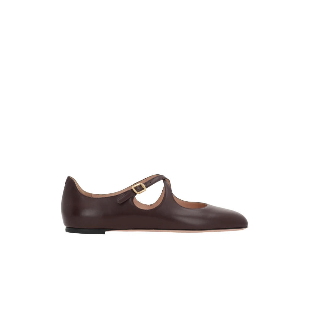 Bally Burgundy Läder Platta Skor Brown, Dam