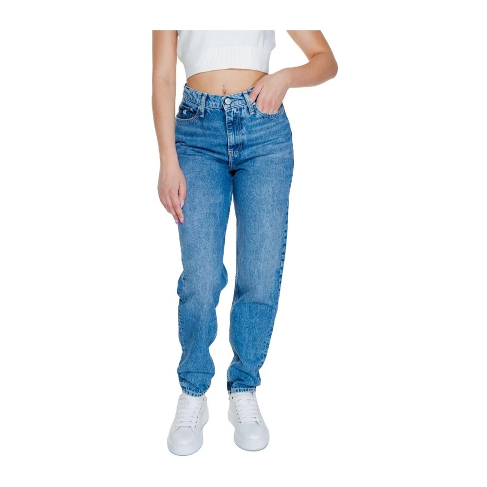 Calvin Klein Jeans Katoenen Mom Jeans Collectie Herfst Winter Blue Dames