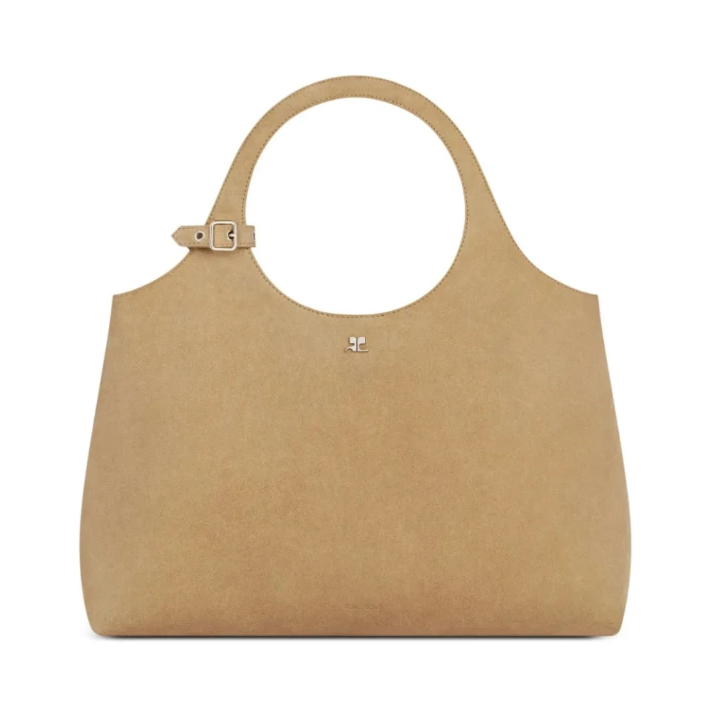 Courrèges Suede Clutch Tas in Fawn Beige Dames