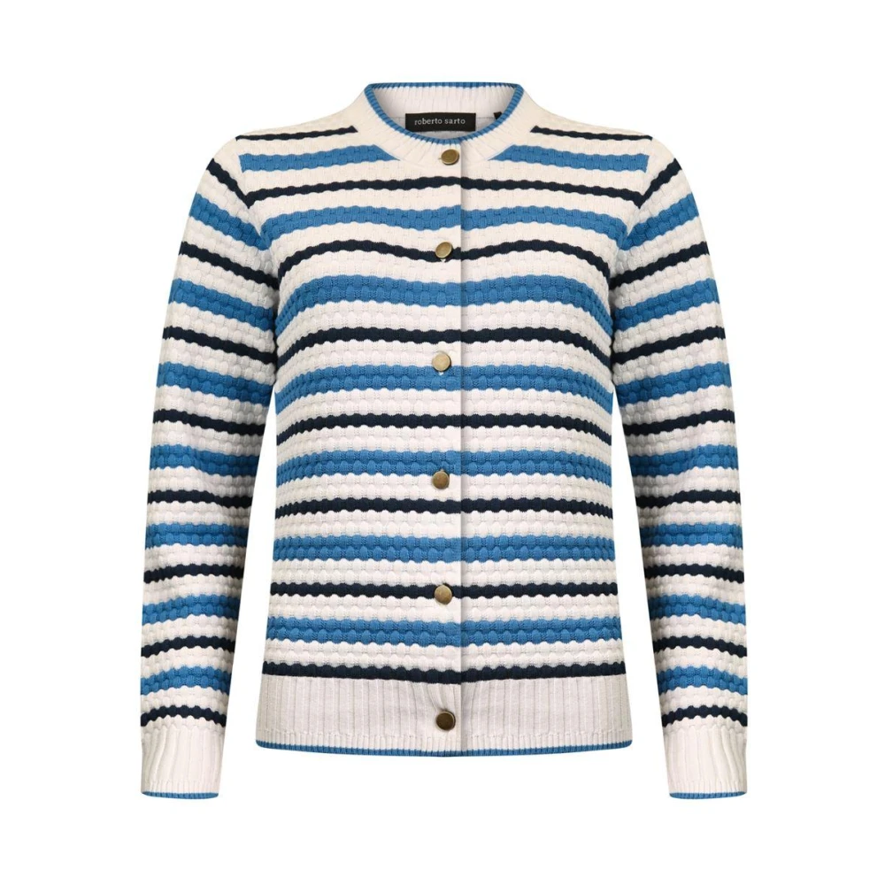 Roberto sarto Gestreepte Vest in Korenbloem Marine Wit Blue Dames