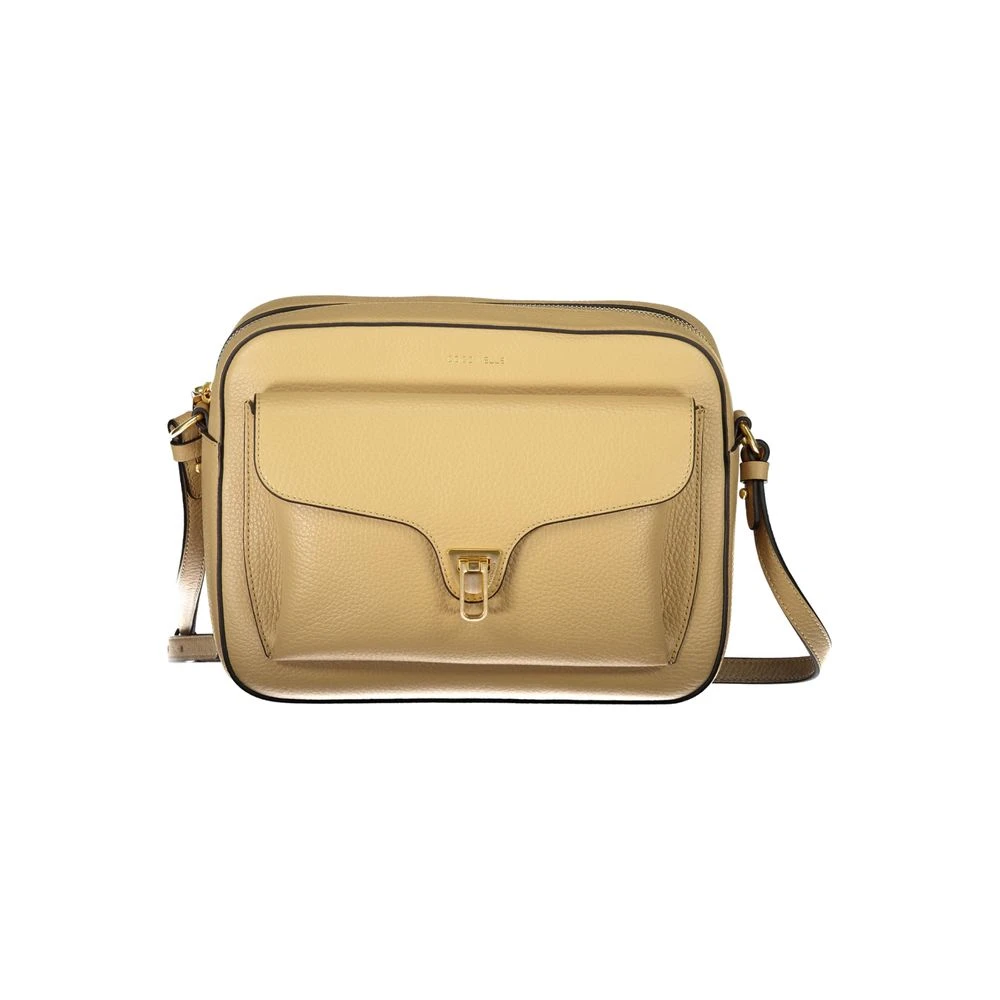 Coccinelle Beige Leren Schoudertas met Verstelbare Band Beige Dames