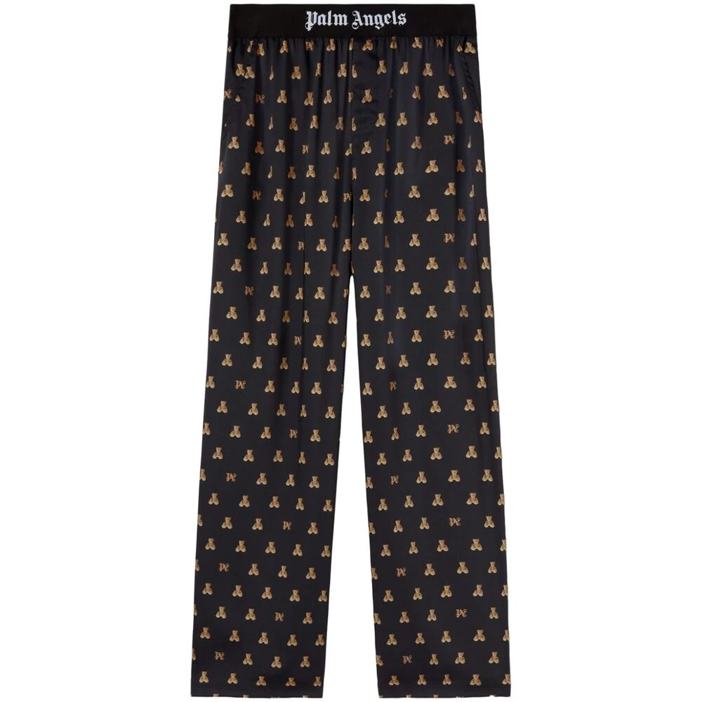 Palm Angels Monogram Patroon Elastische Taille Broek Black Heren