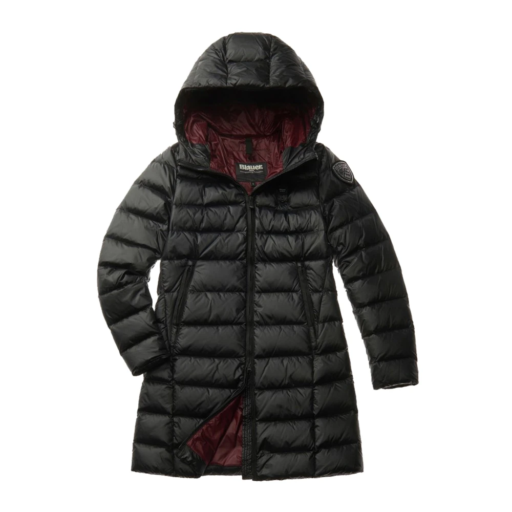 Blauer Lang Donsjack Agnes Model Black Dames