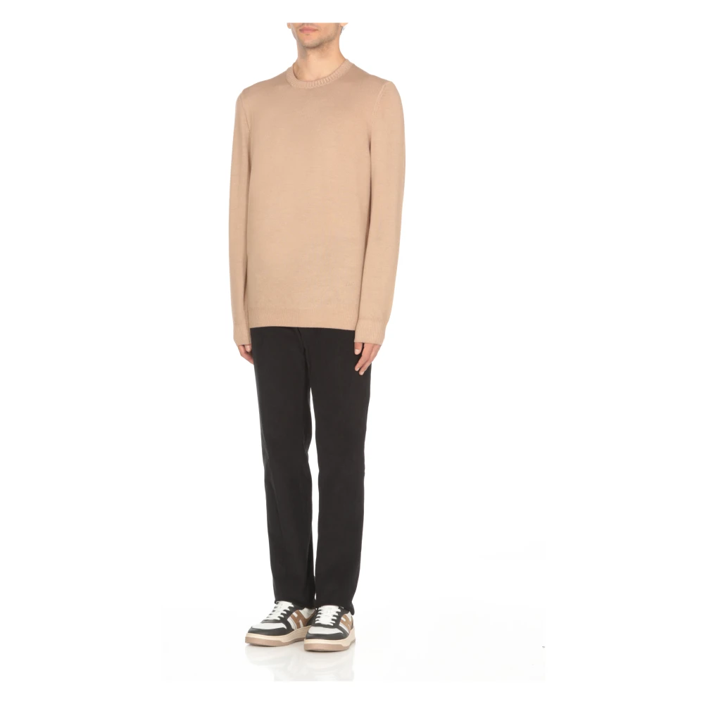 Fay Beige Wollen Trui met Geborduurd Logo Beige Heren