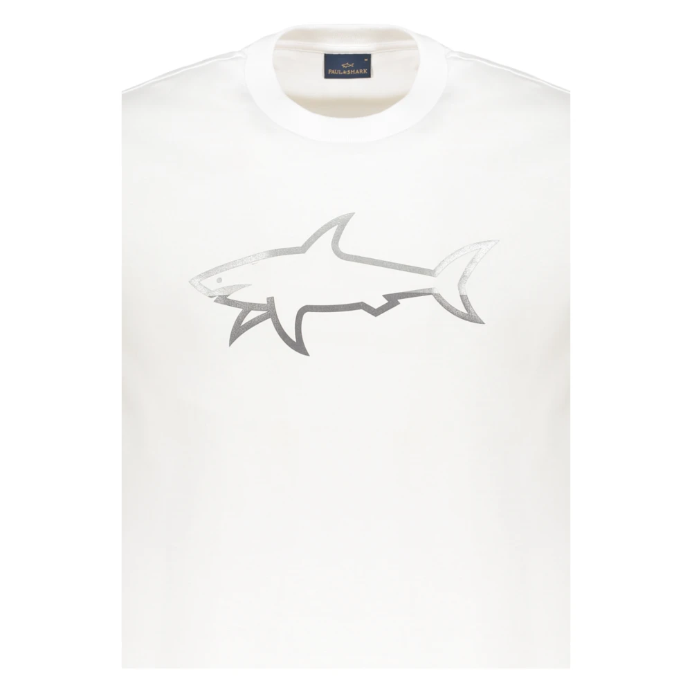 PAUL & SHARK Logo Detail Katoenen T-shirt White Heren