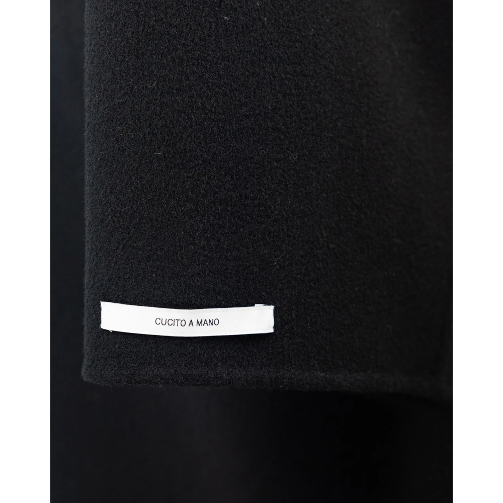 SPORTMAX Zwarte wollen jas met riem Black Dames