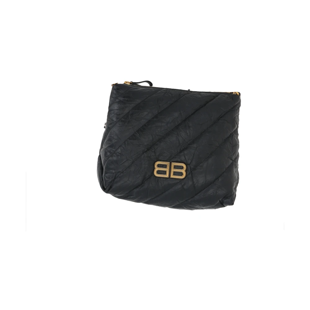 Balenciaga Gewatteerde Zwarte Schoudertas met Antiek Gouden Hardware Black Dames