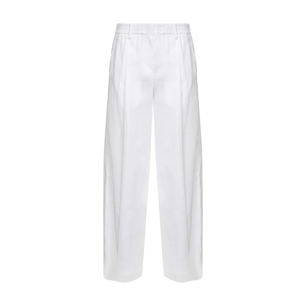 Brunello Cucinelli Women's White Wide Trousers, Xs, Sartorial Track Trousers