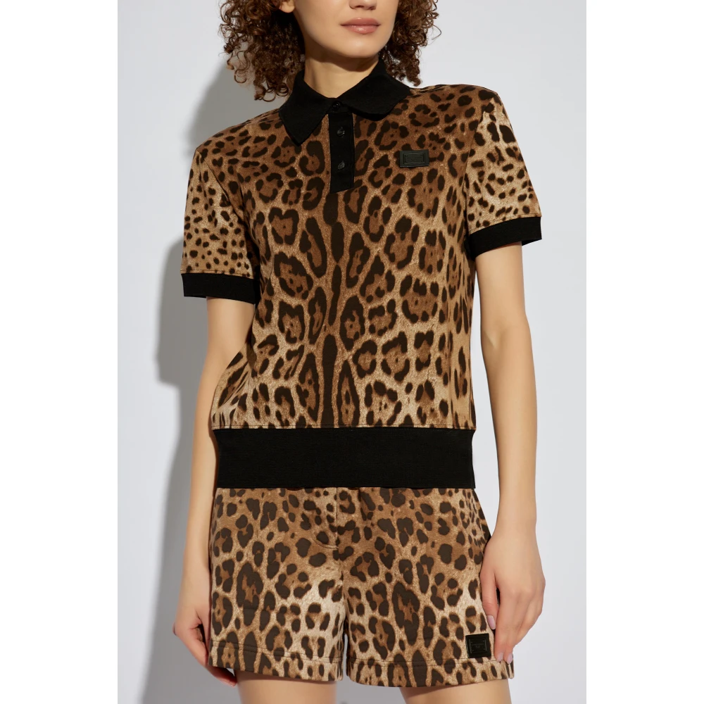 Dolce & Gabbana Polo met dierenmotief Brown Dames