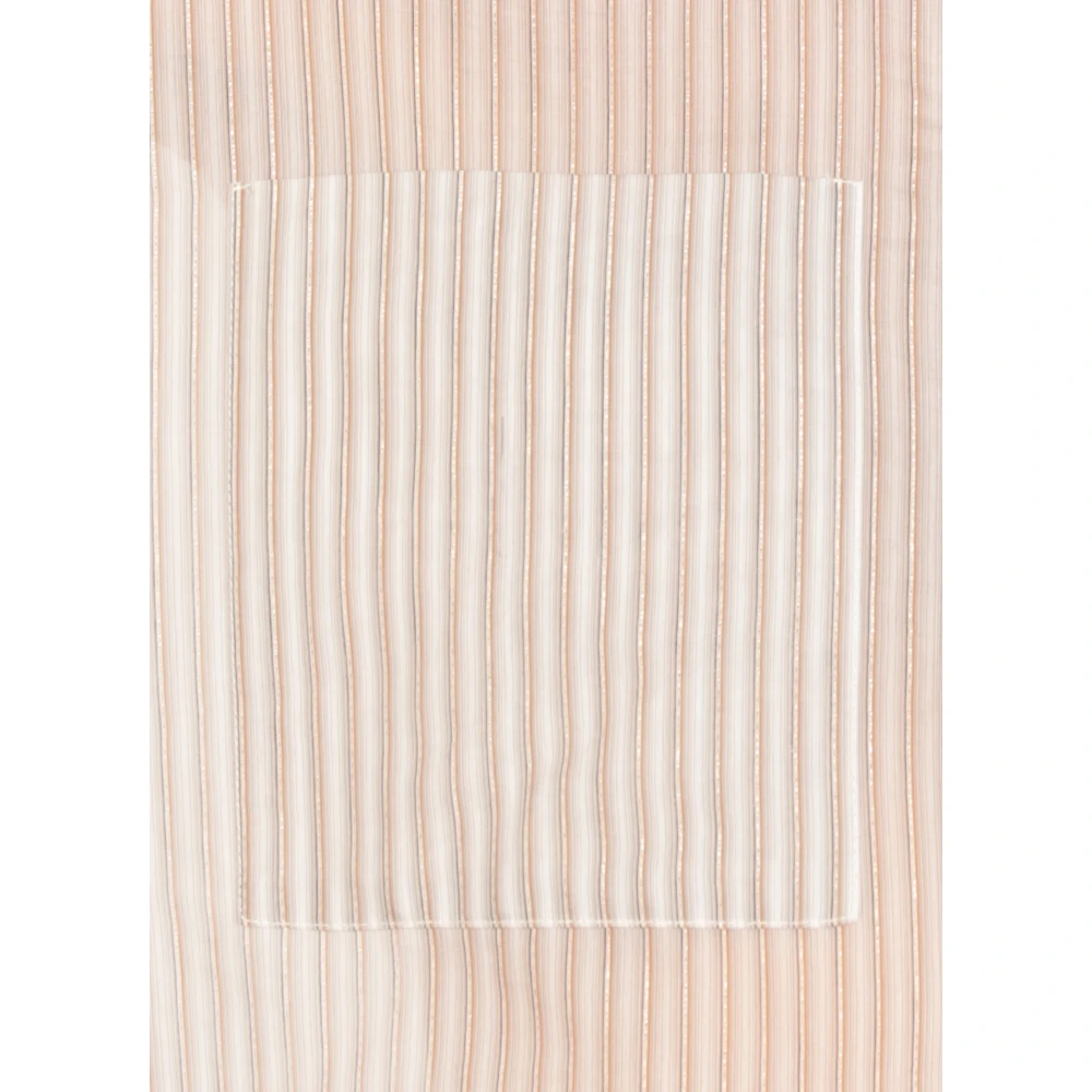 PESERICO Gestreepte Ivory Katoen Zijden Shirt Beige Dames