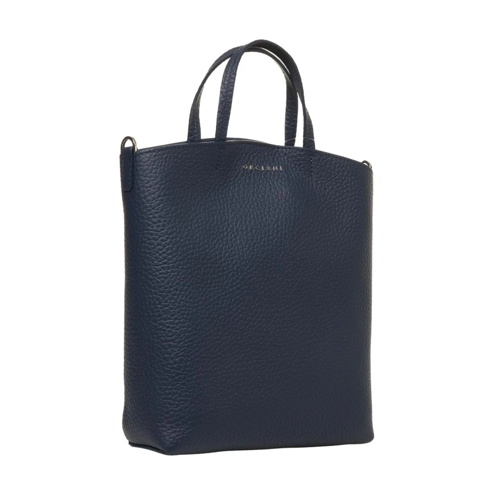 Orciani Blauwe Leren Shopper Tas Blue Dames