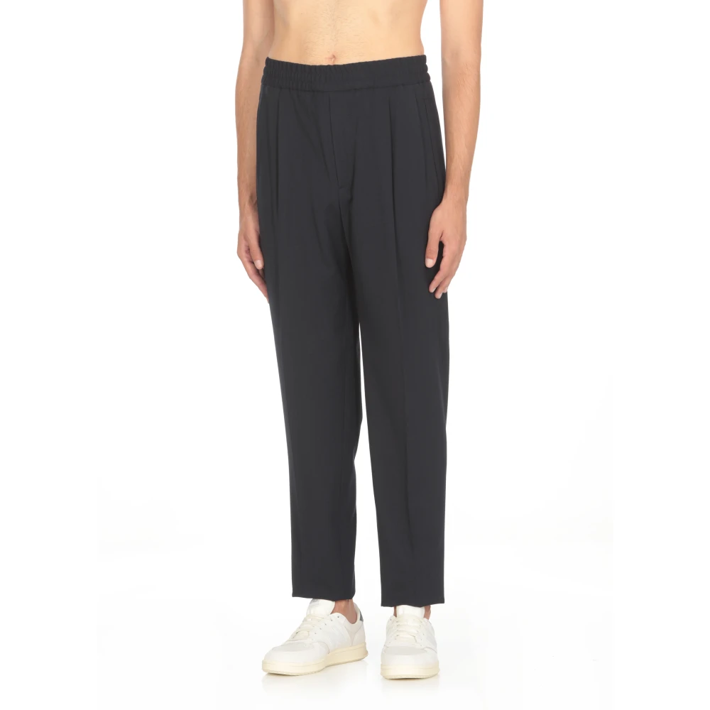 Ermenegildo Zegna Blauwe Wol Elastische Taille Broek Blue Heren
