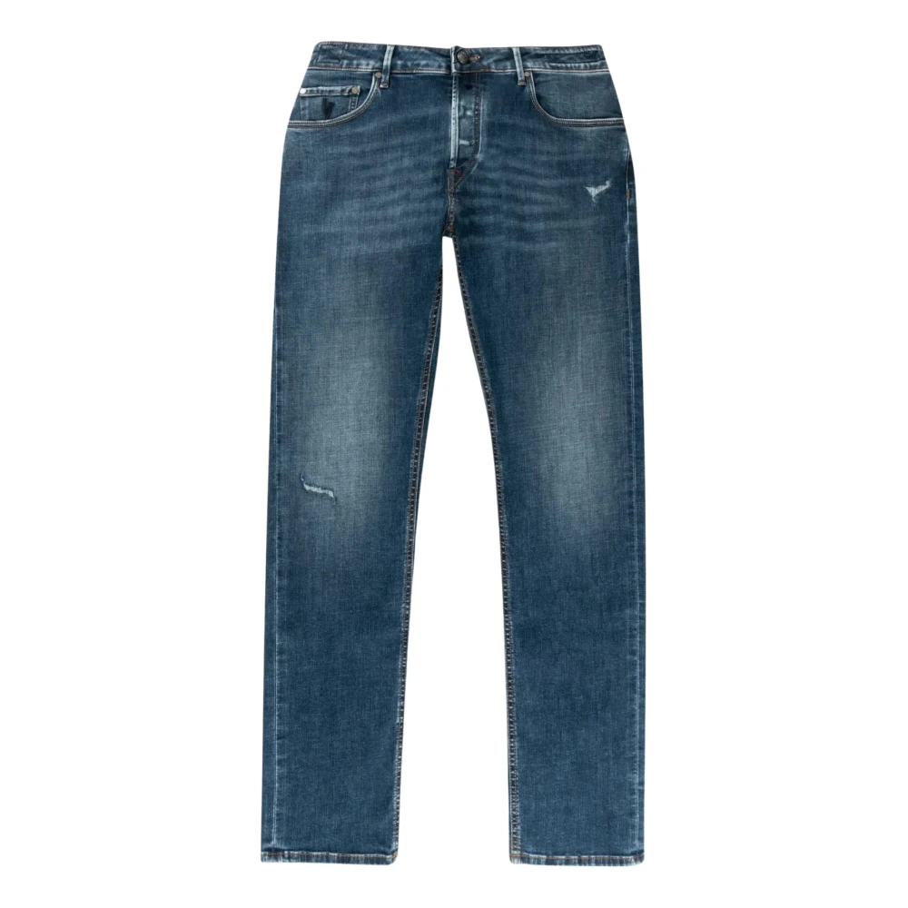 Hand Picked High-Waist Distressed Jeans Blue, Herr