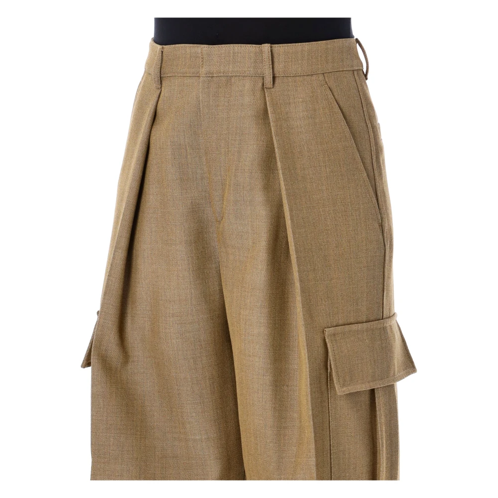 Burberry Beige Wide-Leg Cargo Broek Beige Dames