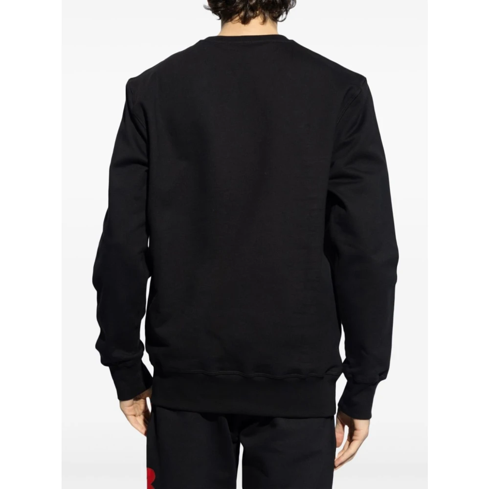 alexander mcqueen Zwarte Logo Print Crew Neck Sweater Black Heren
